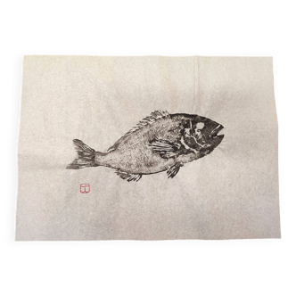 Fish print, original Gyotaku of a sea bream