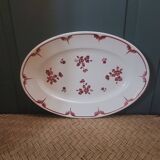 Oval dish with red floral decoration from the 40s