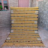 Tapis Kilim Berbère Jaune Fait Main 226 X 150