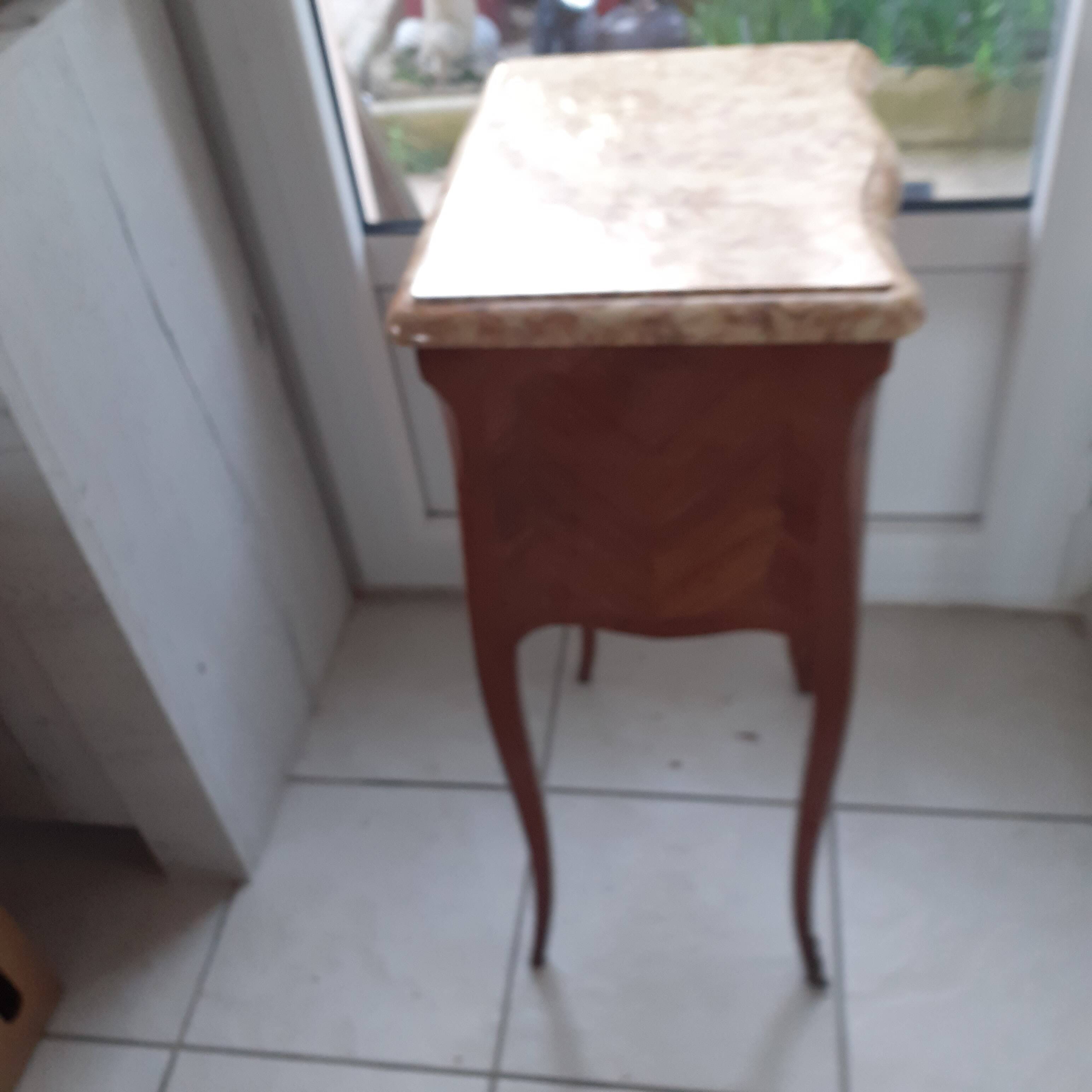 Rosewood nightstand. Marble top. 2 Drawers.