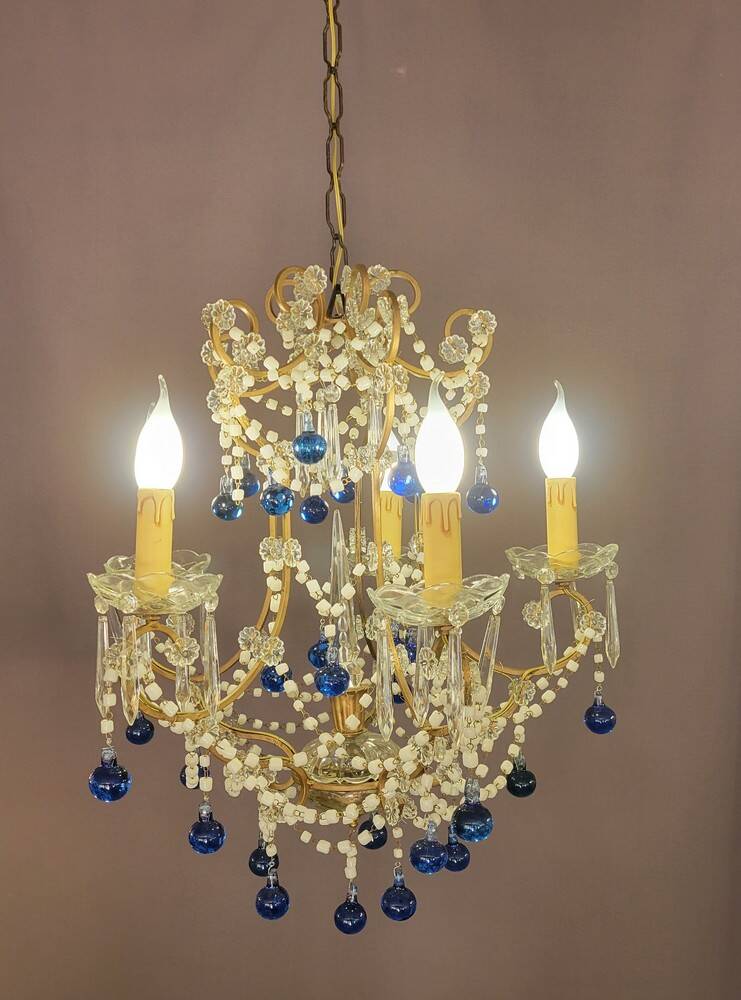 Chandelier with blue pendants