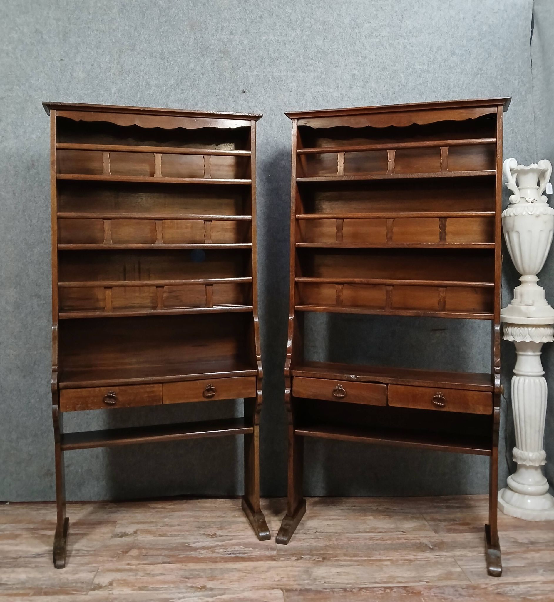 Rare pair of solid wood dressers - racks from the late 18th century