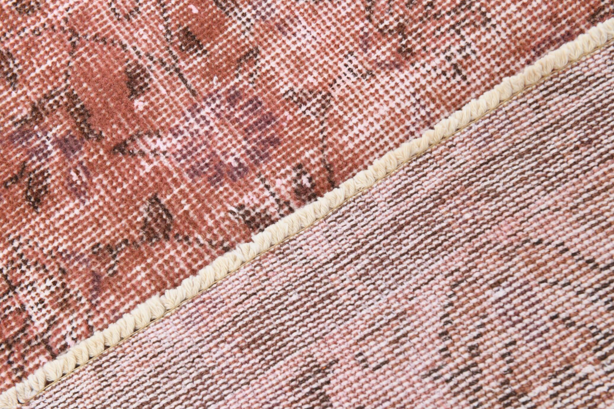 Dusty Rose Turkish Vintage Oversize Handmade Wool Carpet Rug, 198x297 Cm