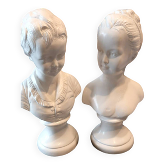 2 busts of girls and boys of good size