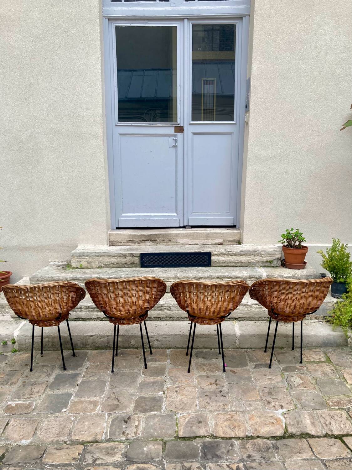4 rattan chairs from 1950