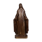 Large Holy Maria Statue in Bronze Painted Plaster, Belgium, 1930s