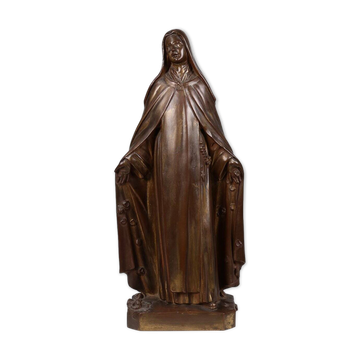 Grande statue de Sainte Marie en bronze peint en plâtre, Belgique, années 1930.