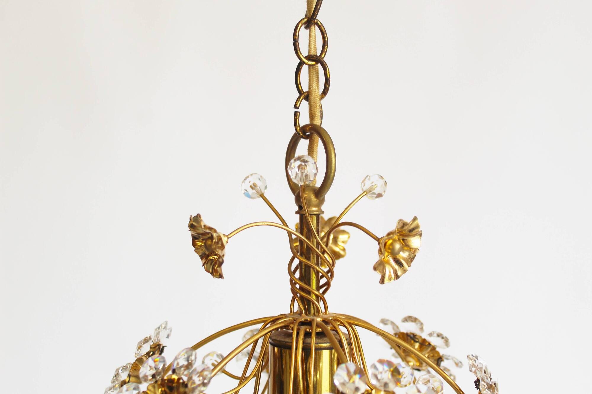 Gilt and crystal glass Chandelier by Palwa, Germany 1970's