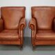 Vintage Dutch Cognac-Coloured Leather Club Chairs, Set of 2