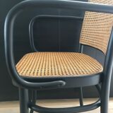 Paire fauteuils 811 design Josef Hoffman en bois courbé noir et cannage
