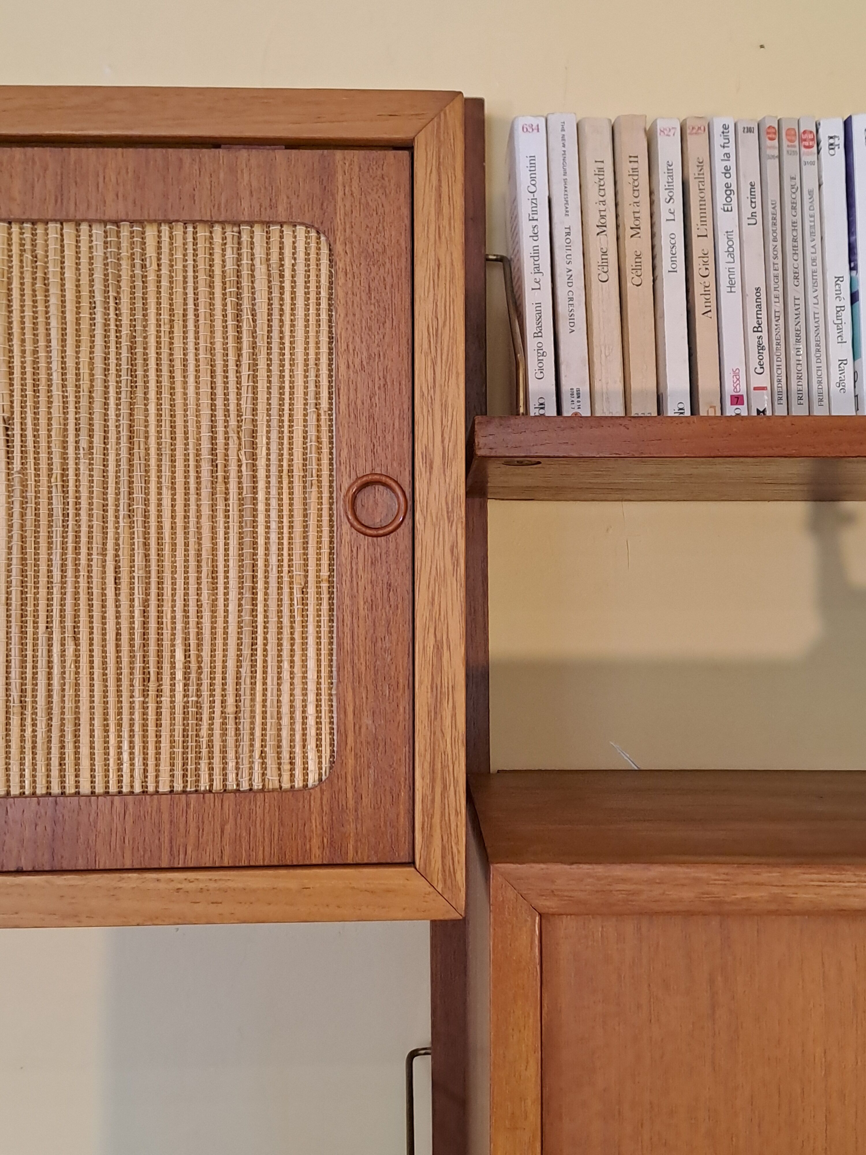 Wall-mounted teak furniture, Vintage Scandinavian 1960s