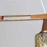Scandinavian glass and teak pendant lamp 1960