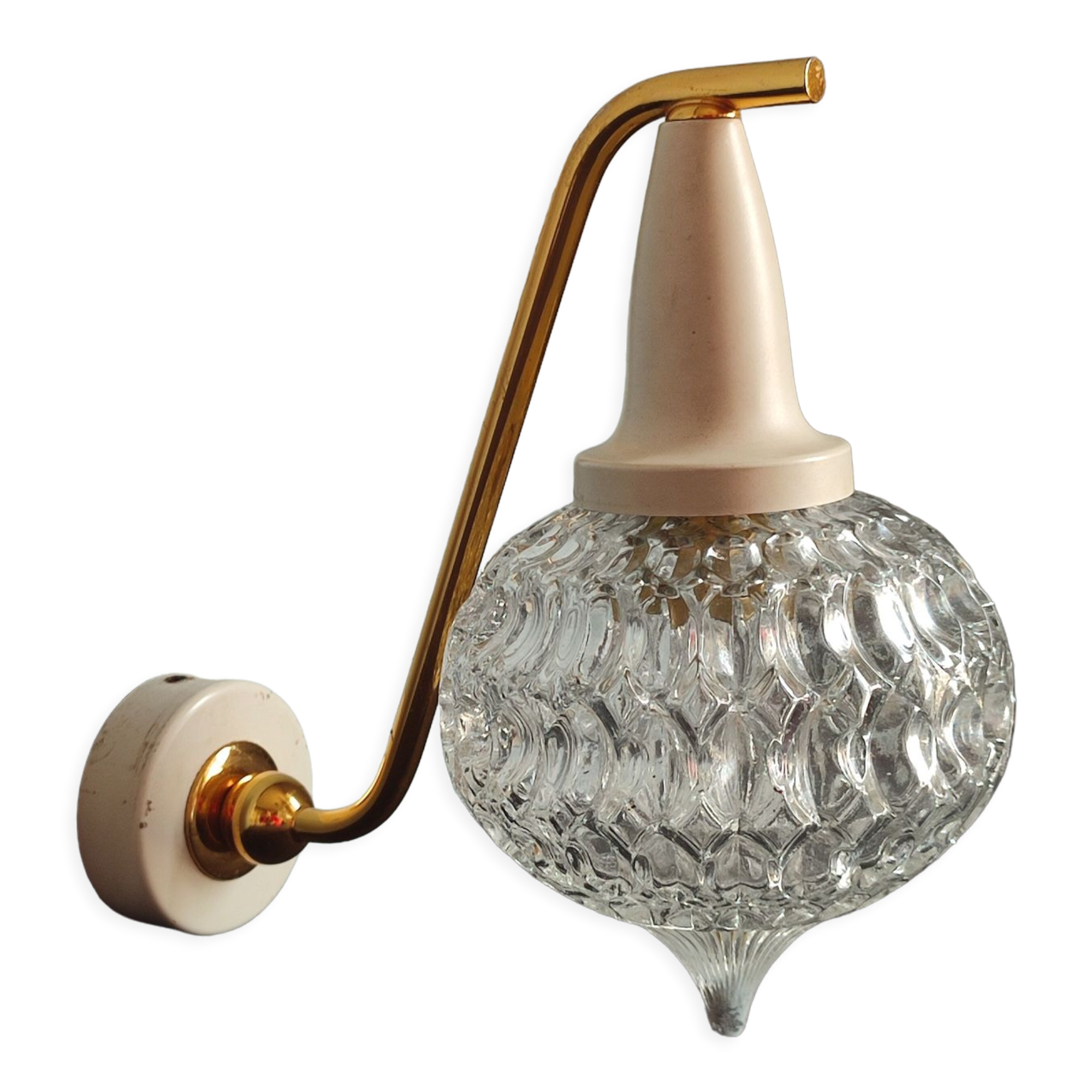 Small wall lamp in brass and vintage glass