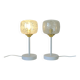 Ensemble de lampes champignon en verre ambré vintage, élégante lampe de chevet blanche
