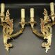 Large pair of Rocaille / Rococo / Baroque style wall lights - gilded bronze