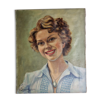 Portrait of a young woman, signed by Vincent Cermignani, 50s