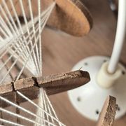 Vintage Scandinavian suspension string art wood and thread – 1970s design