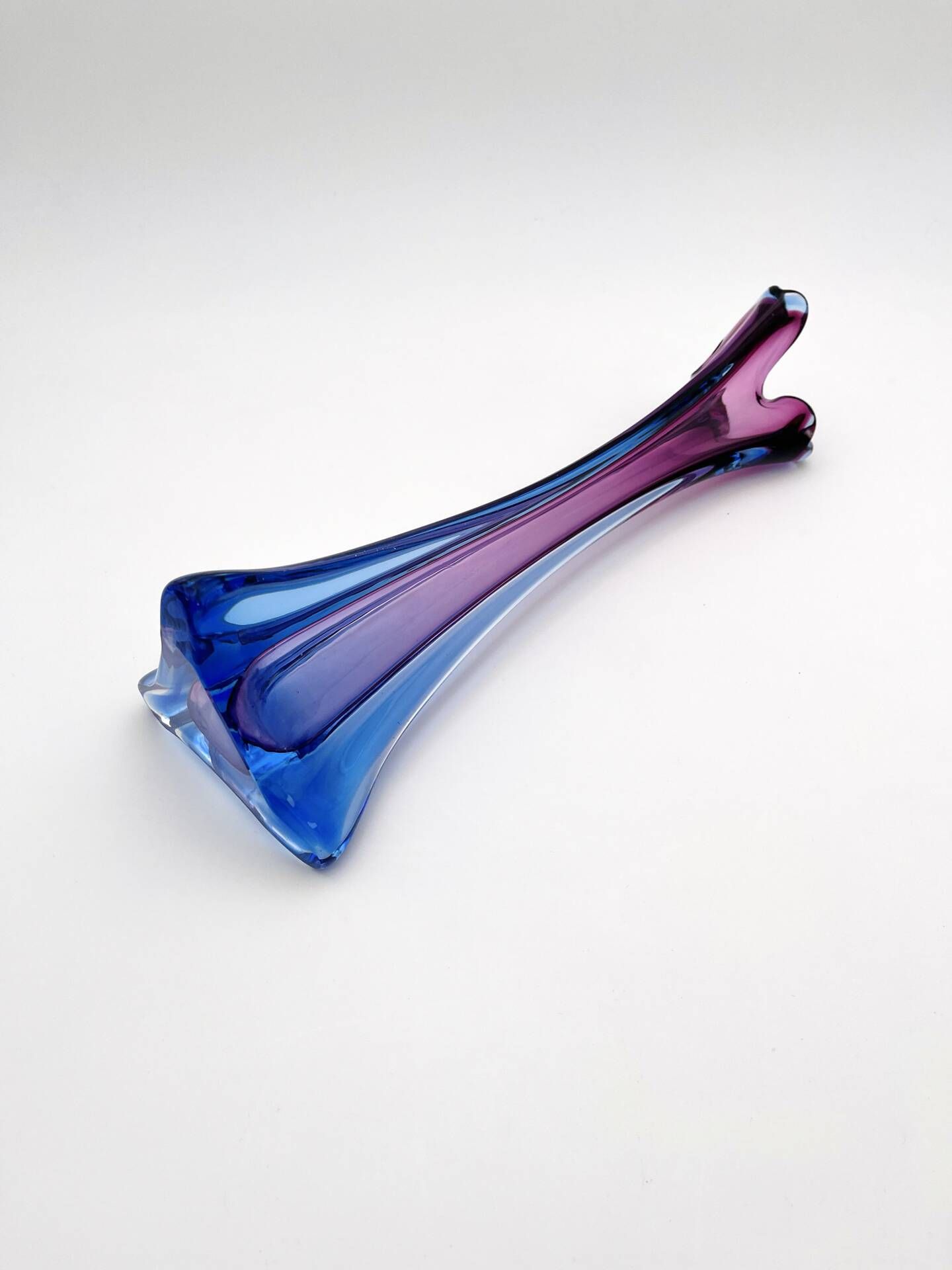Large Sommerso Vase Murano Violet Blue 34cm