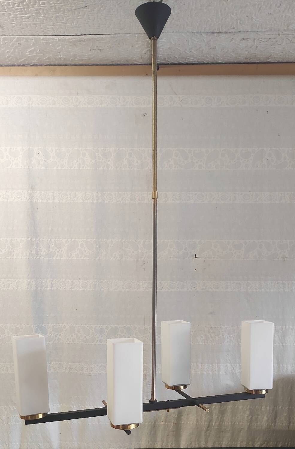 4-light chandelier designed by Gaston Fossati for Atelier d'Arte d'Uzès - 1950s