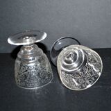 Set of 2 lulli crystal liqueur glasses signed baccarat art déco arabesque