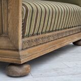 1950s, Danish 2-seater sofa, green furniture wool, oak wood.