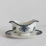 Ironware sauce boat with blue palmette decoration