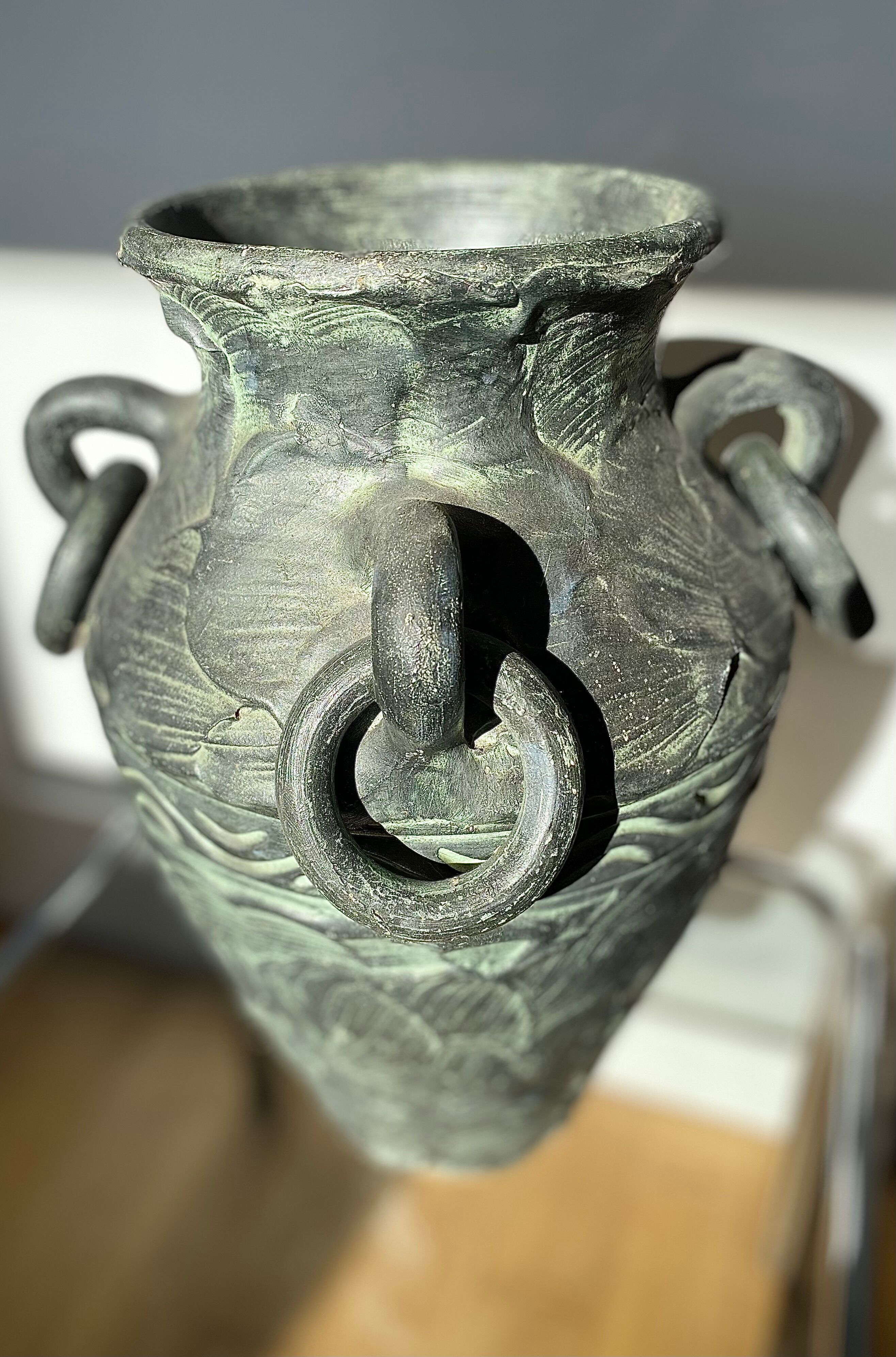 Terracotta amphora vase