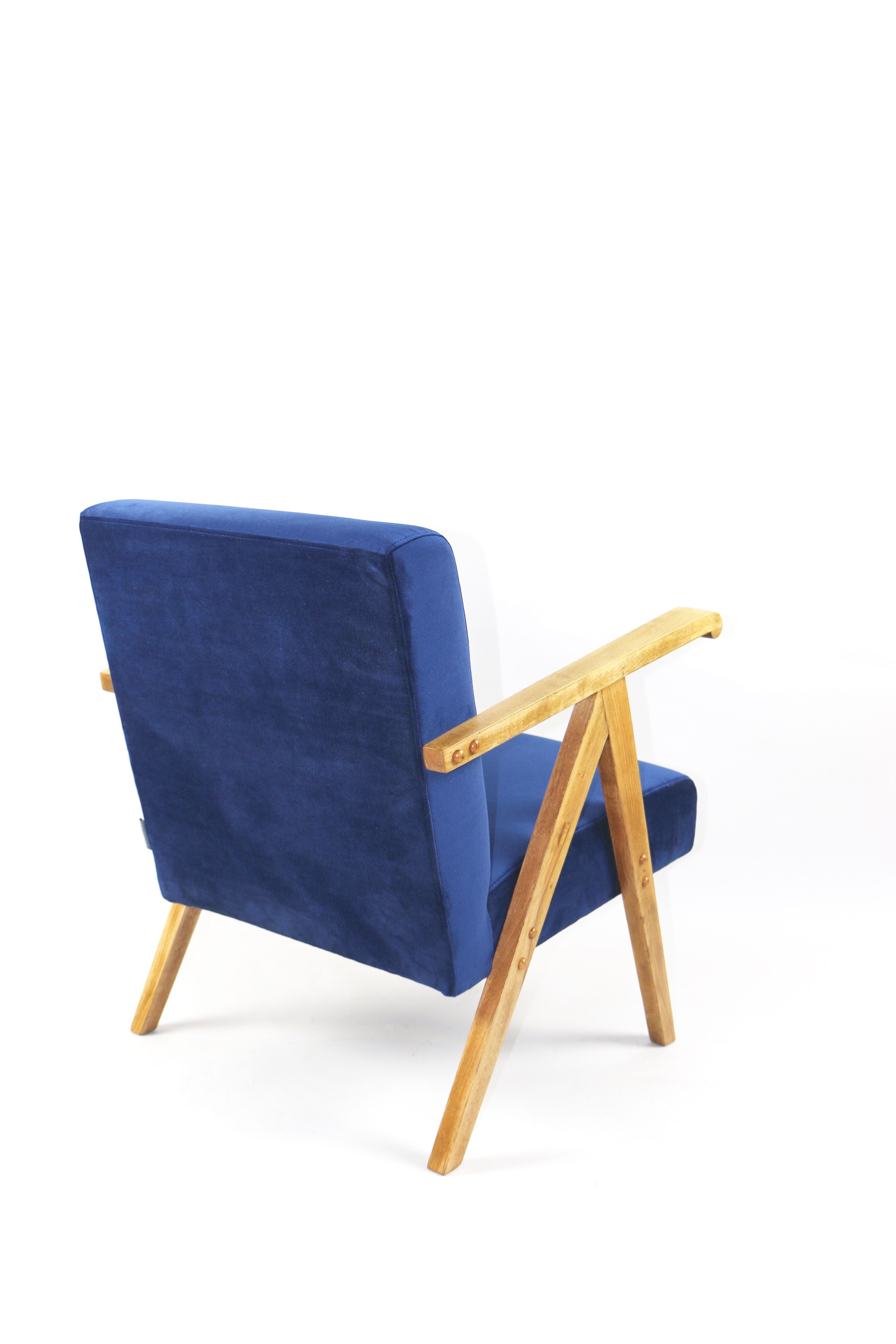 Fauteuils en velours bleu 1970