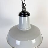 Industrial Grey Enamel Factory Pendant Lamp, 1960s