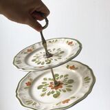 Hand-painted multi-storey display Sarreguemines - Venice model floral motif of the 70s TBE In
