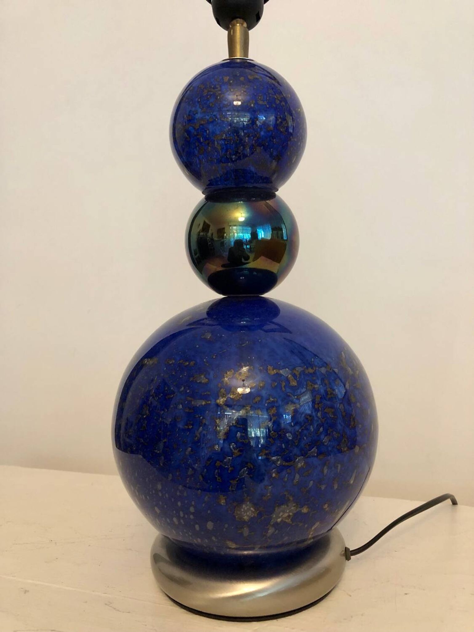 Vintage blue and gold blown glass lamp from the 80s/90s