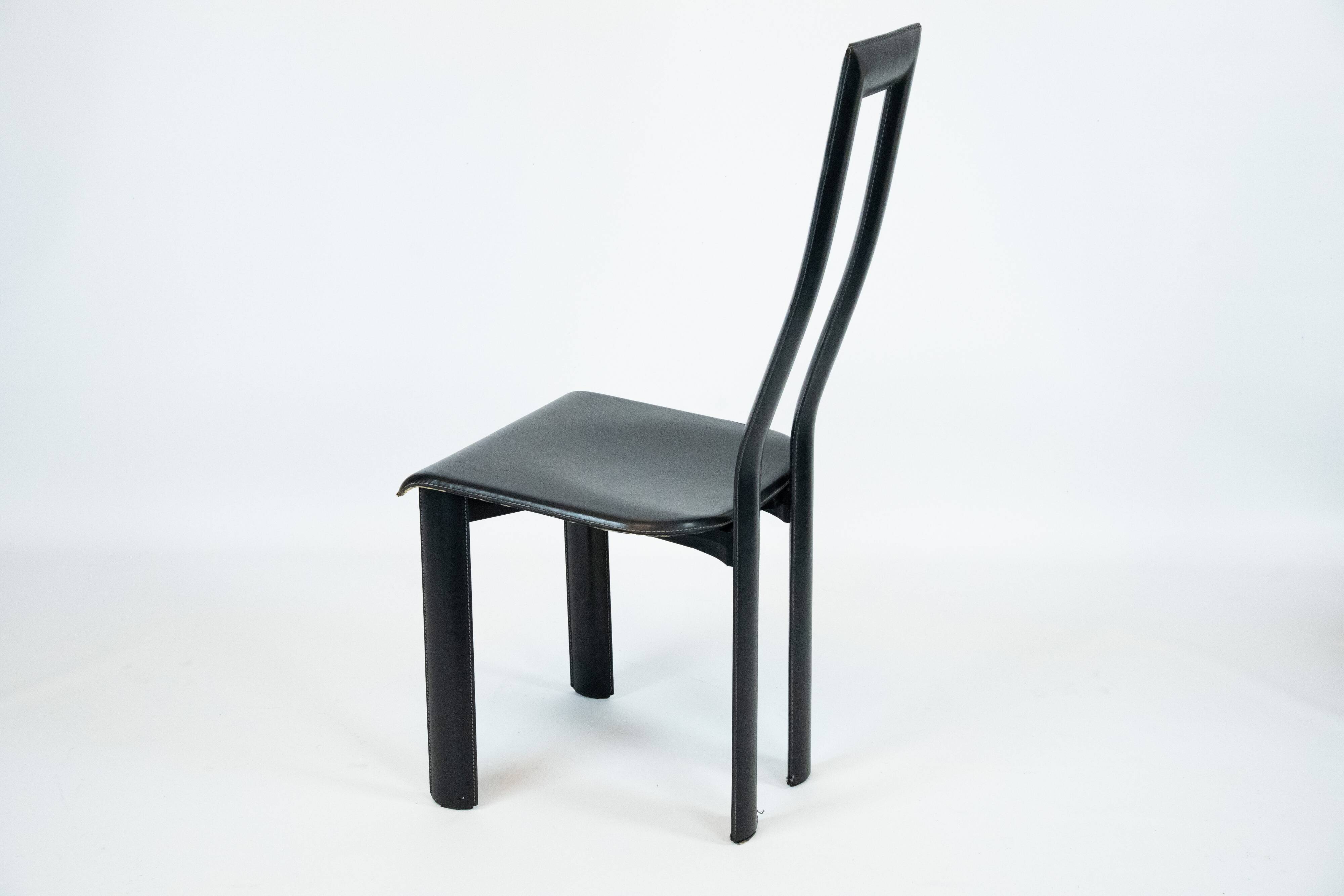 Postmodern Set of ten leather dining chairs by Antonello Mosca for Ycami. I