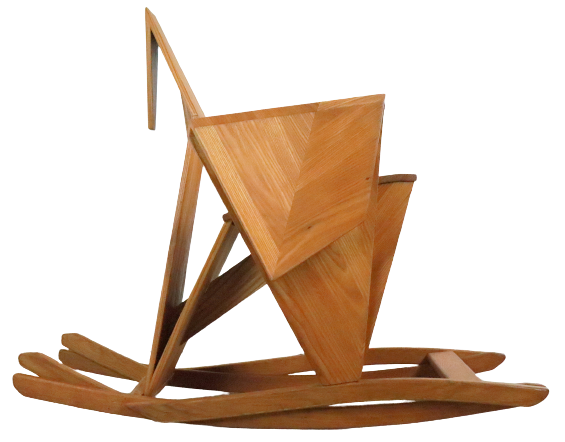 Sculptural rocking chair origami bird