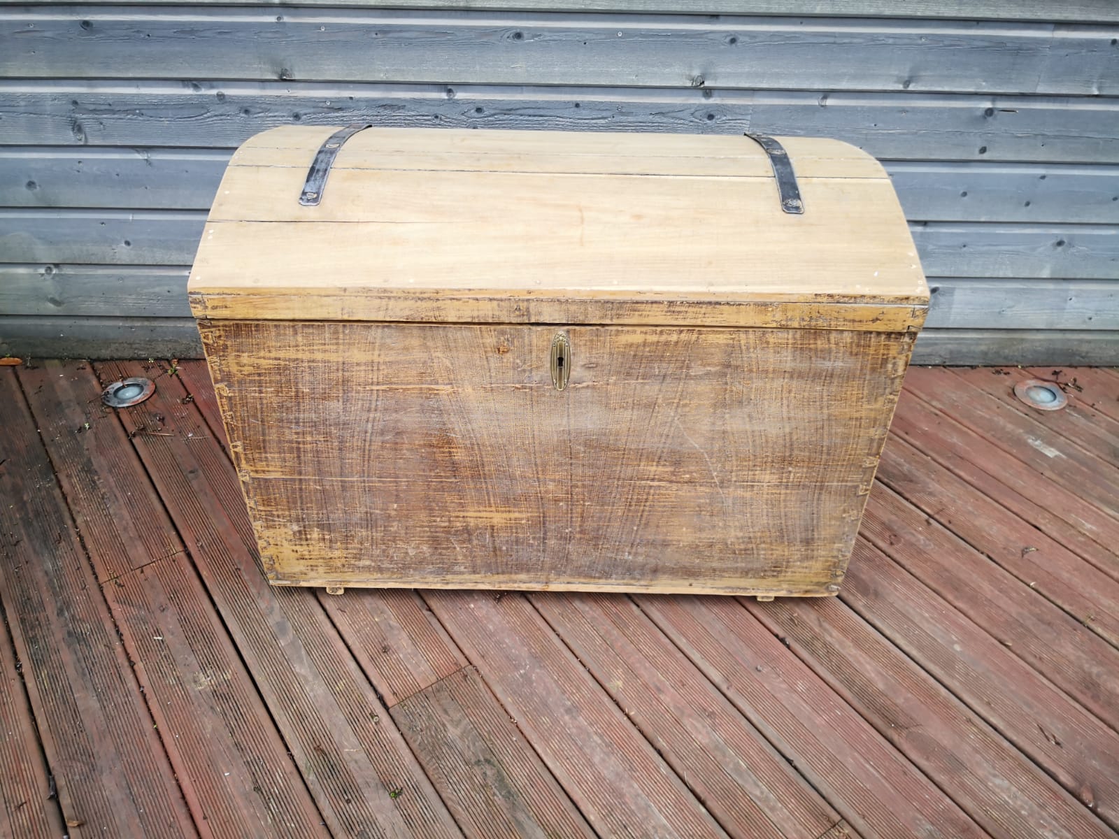 Antique chest, vintage wooden trunk