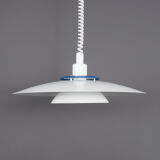 Danish design white metal rise and fall lamp, 1980s