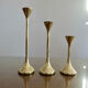 Series of 3 Scandinavian brass candle holders, 70s tulip foot