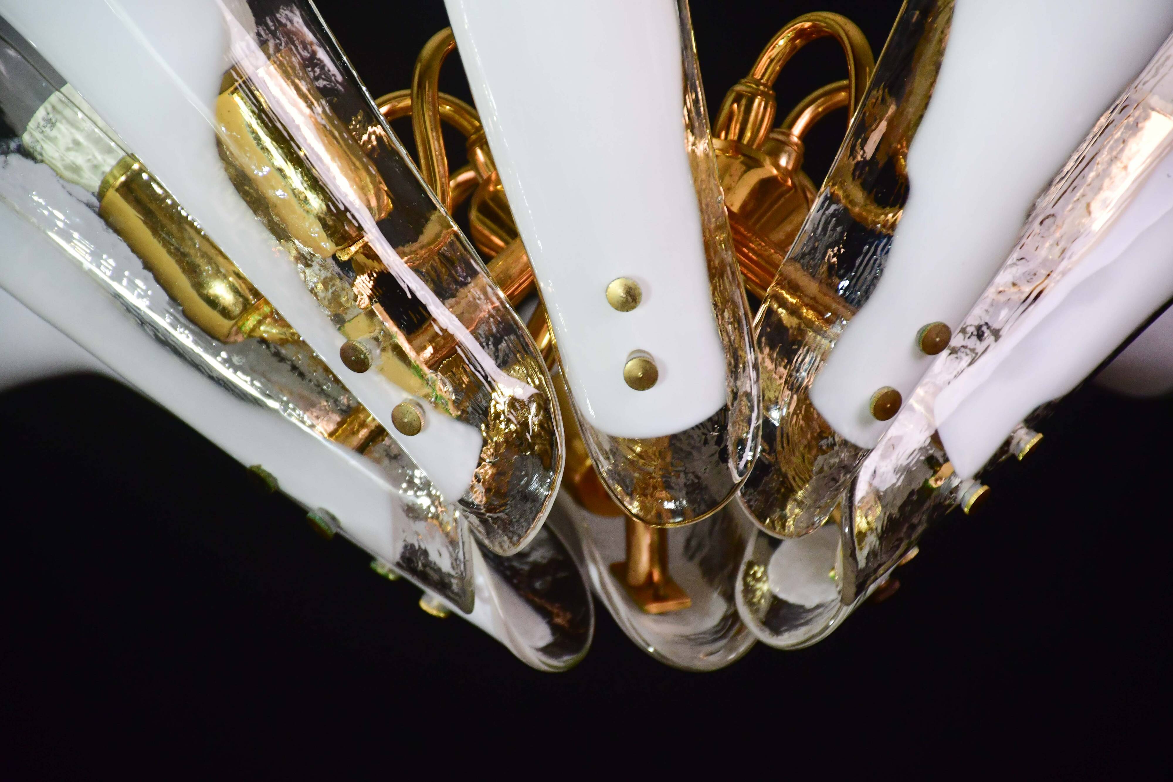 Murano white glass petal chandelier