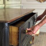 Louis XV oak chest of drawers, black patina, 18th century