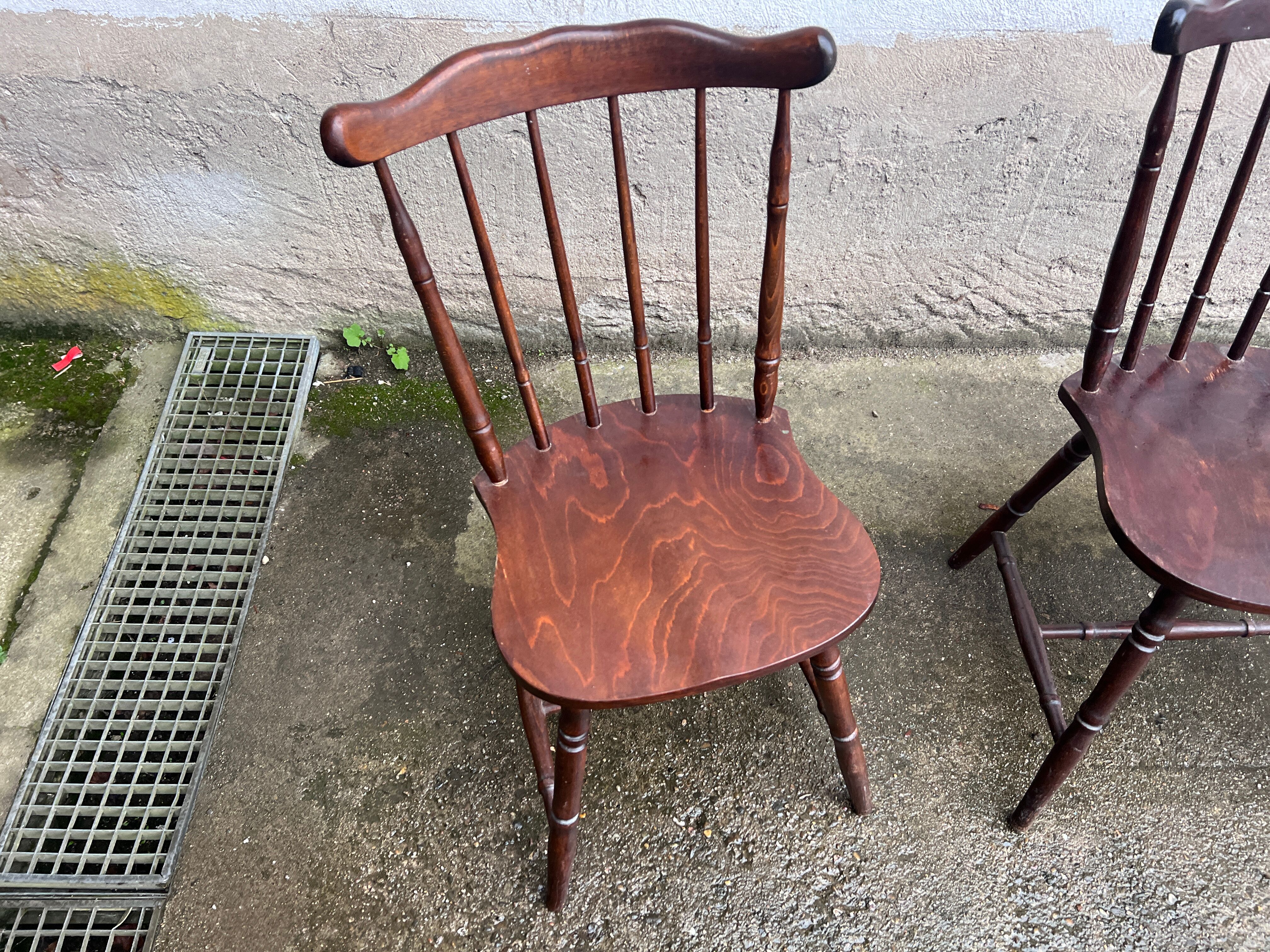 3 bistro chairs style "menuet" baumann 1970s in vintage antique wood beech legrand design