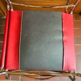 2 tubular chairs in red leatherette, Italy, Design, 1970