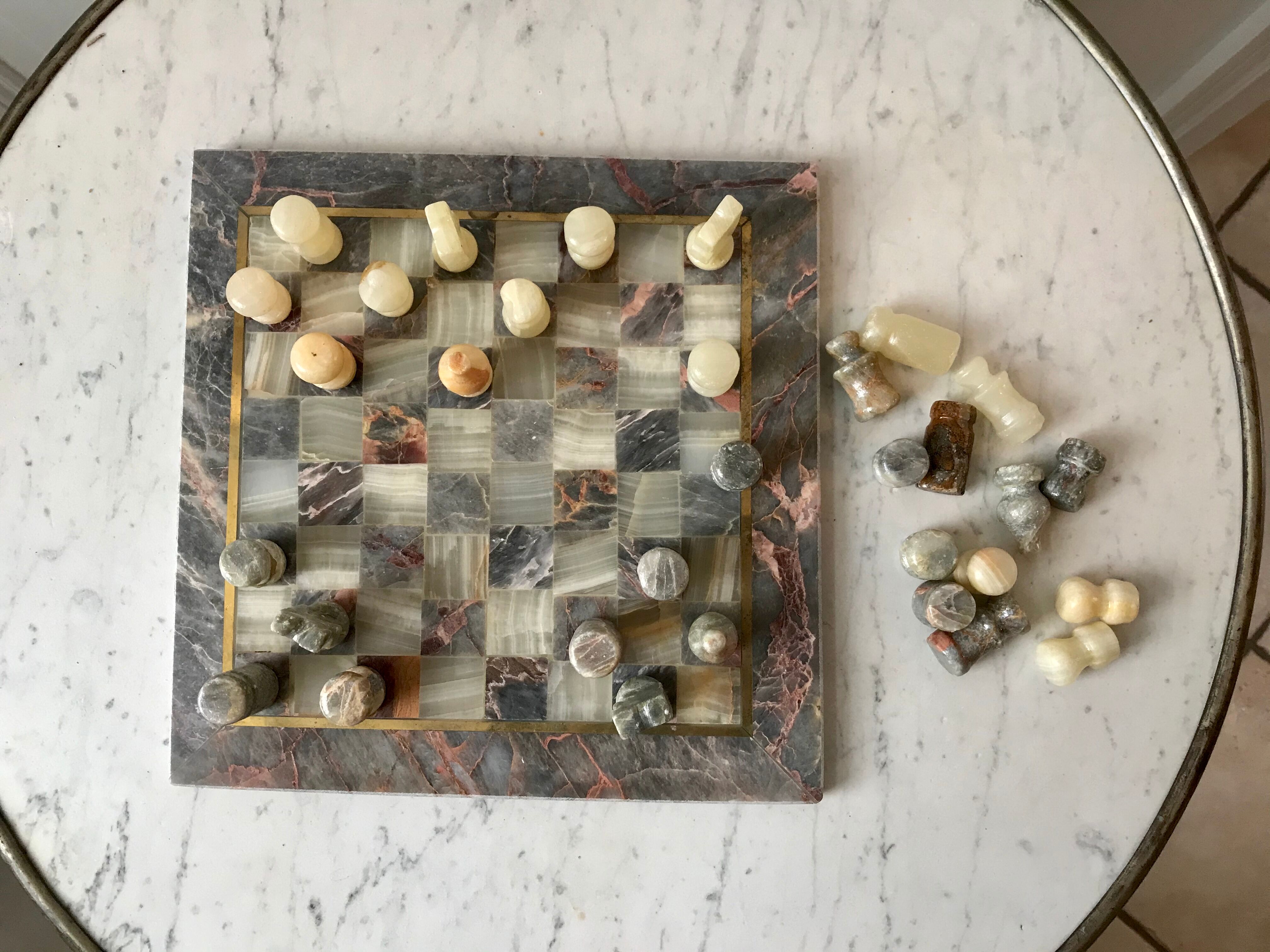 Vintage marble chess set 60s