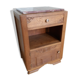 Art deco bedside table marble and wood