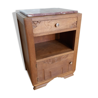 Art deco bedside table marble and wood