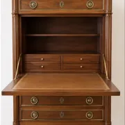 Secretary with drop-leaf in Louis XVI style – Wood, gilded brass and columns