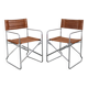1970s pair of Italian folding chairs with leatherette upholstery