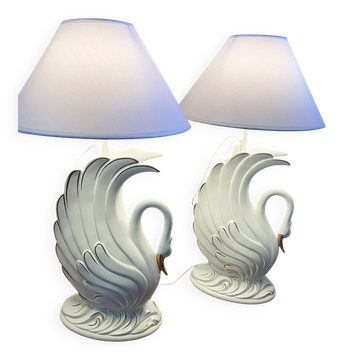 Set of 2 Swan lamps Bassano Italy