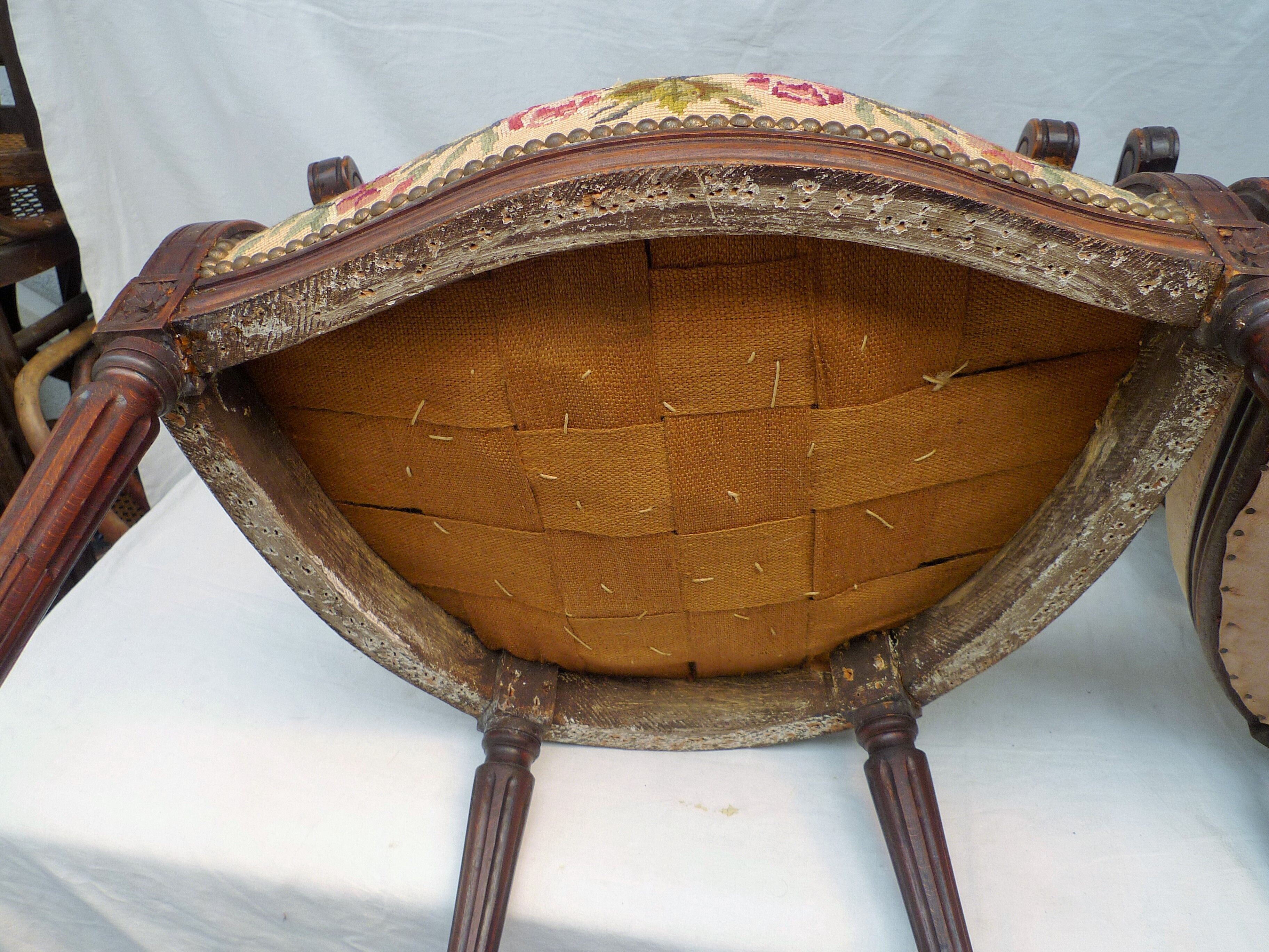 Pair of Louis XVI-style convertible armchairs