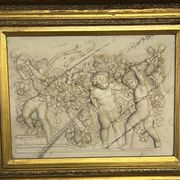 Marble high relief by François Duquesnoy "Putti, garlands and flowers" Paris, 1892
