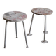 Set of 2 grey workshop stools in wood and metal, 1970s, industrial style.