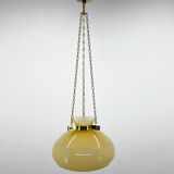 1950's Glass & Brass Pendant Light
